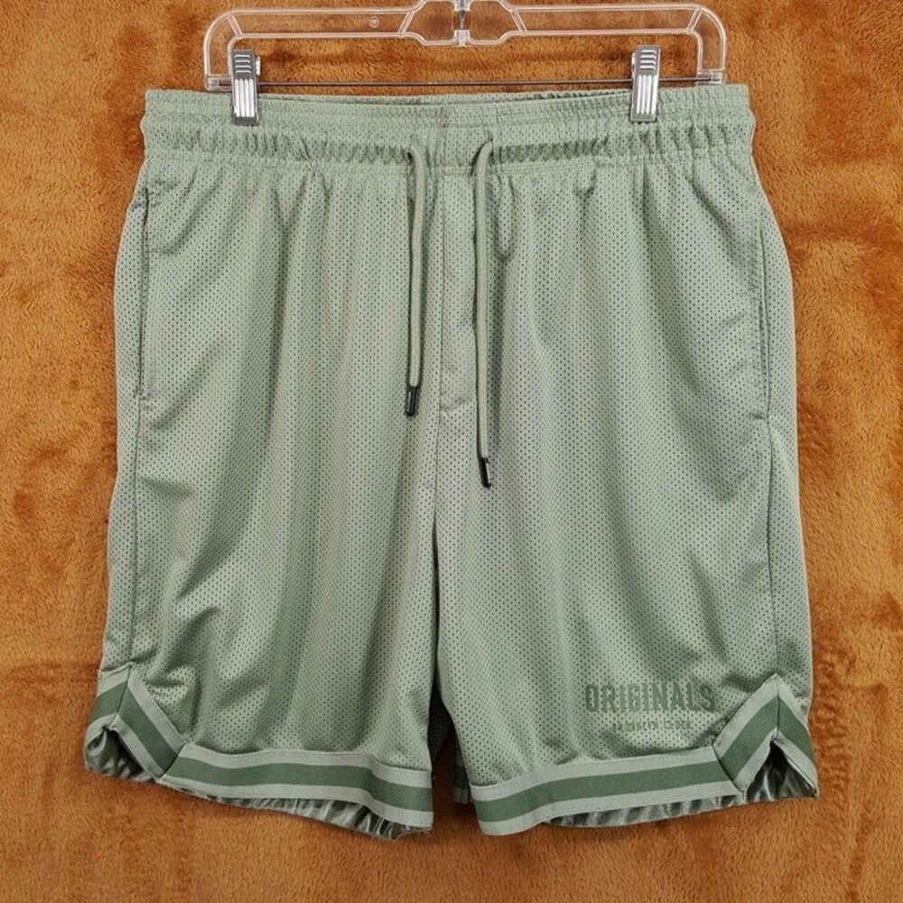 Brooklyn Cloth ORIGINALS Shorts Mens Large Green Retro Mesh Basketball Short